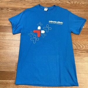 Minute Clinic CVS Pharmacy Unisex Adult Size Small T-Shirt‎ Blue NEW